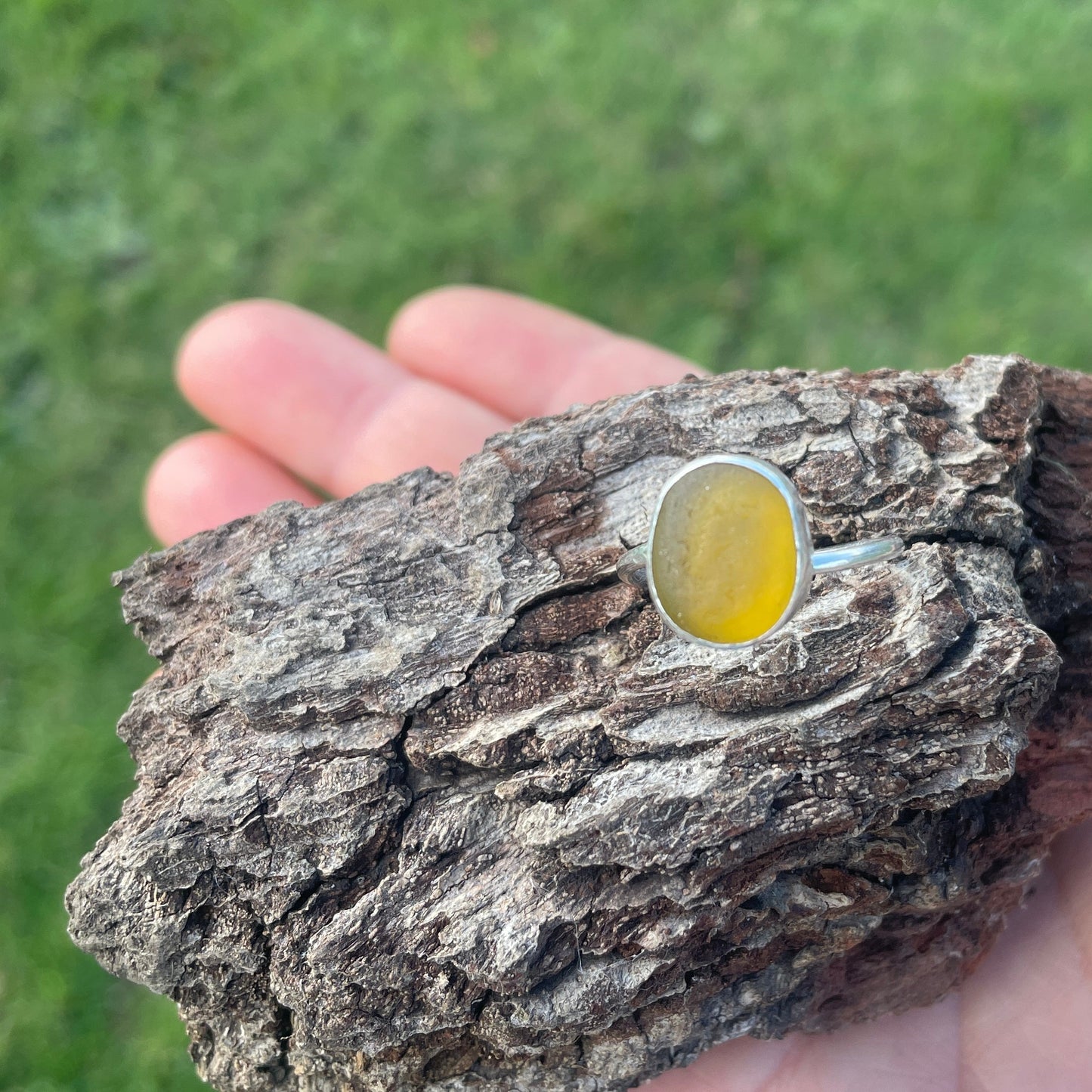 Sea Glass Ring - Yellow colour
