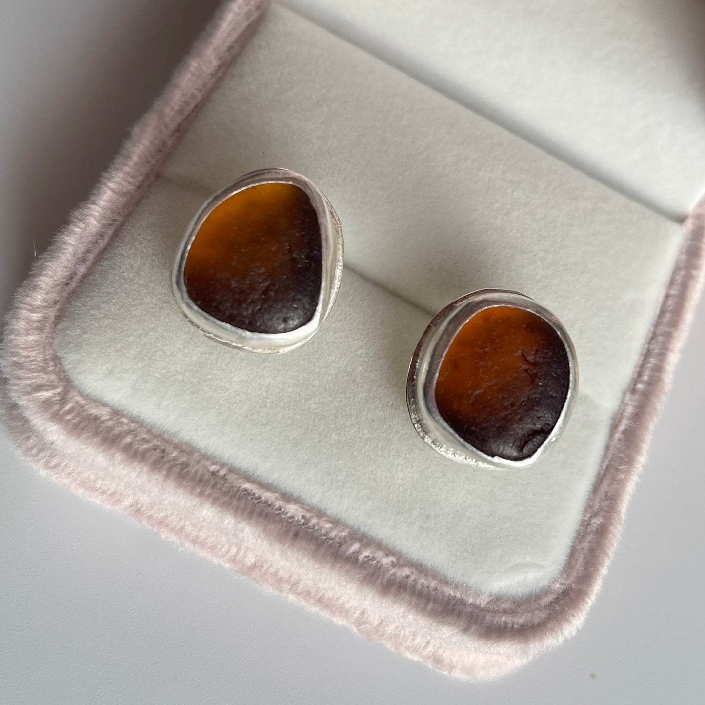 Brown Sea Glass Studs