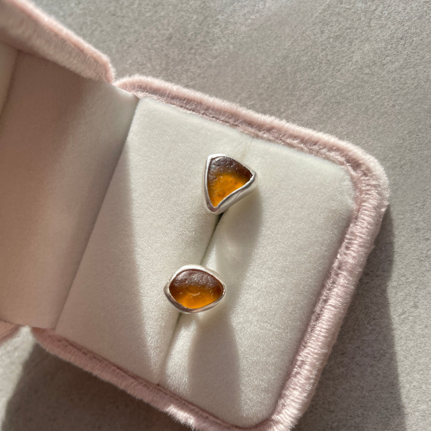 Yellow Sea Glass Studs