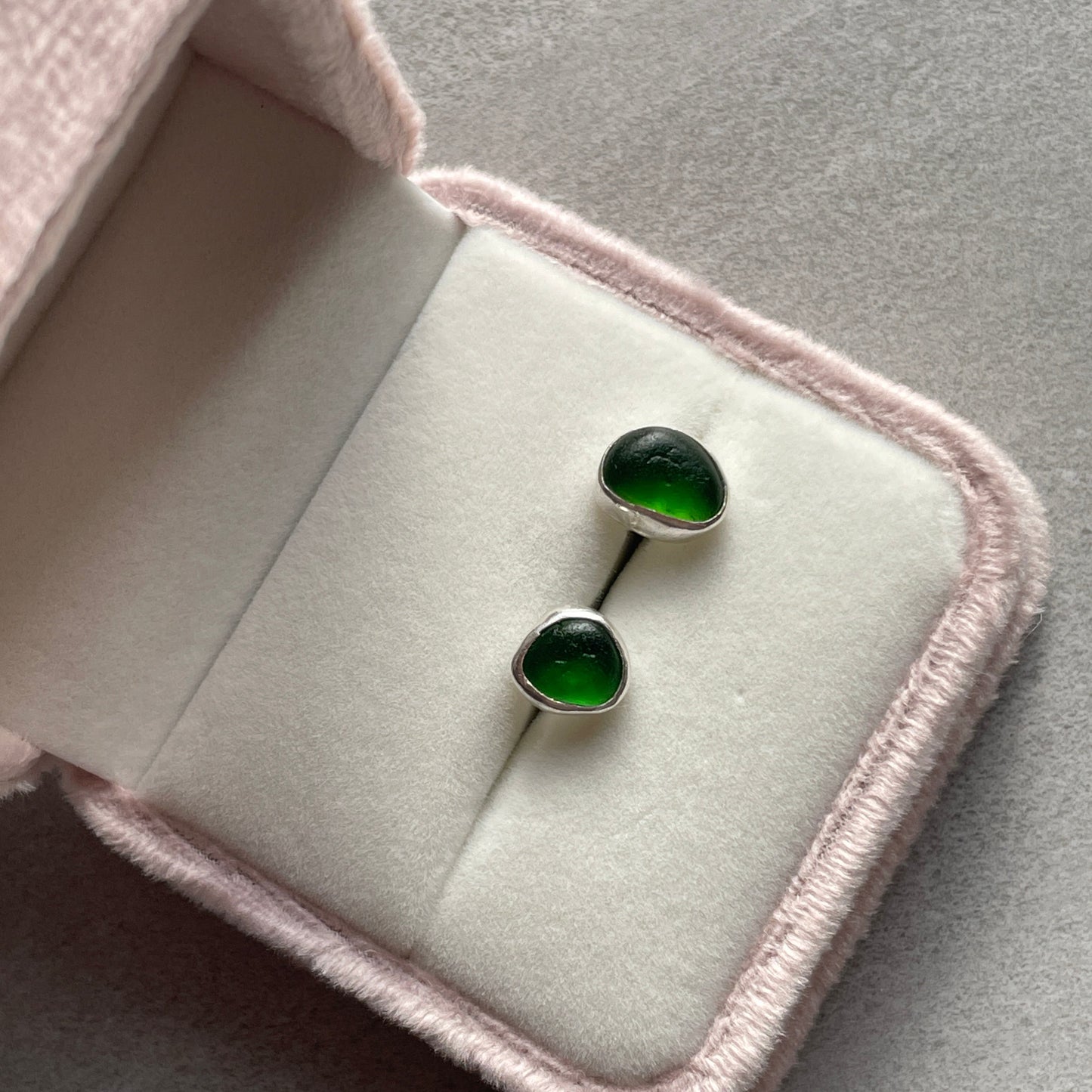 Green Sea Glass Studs