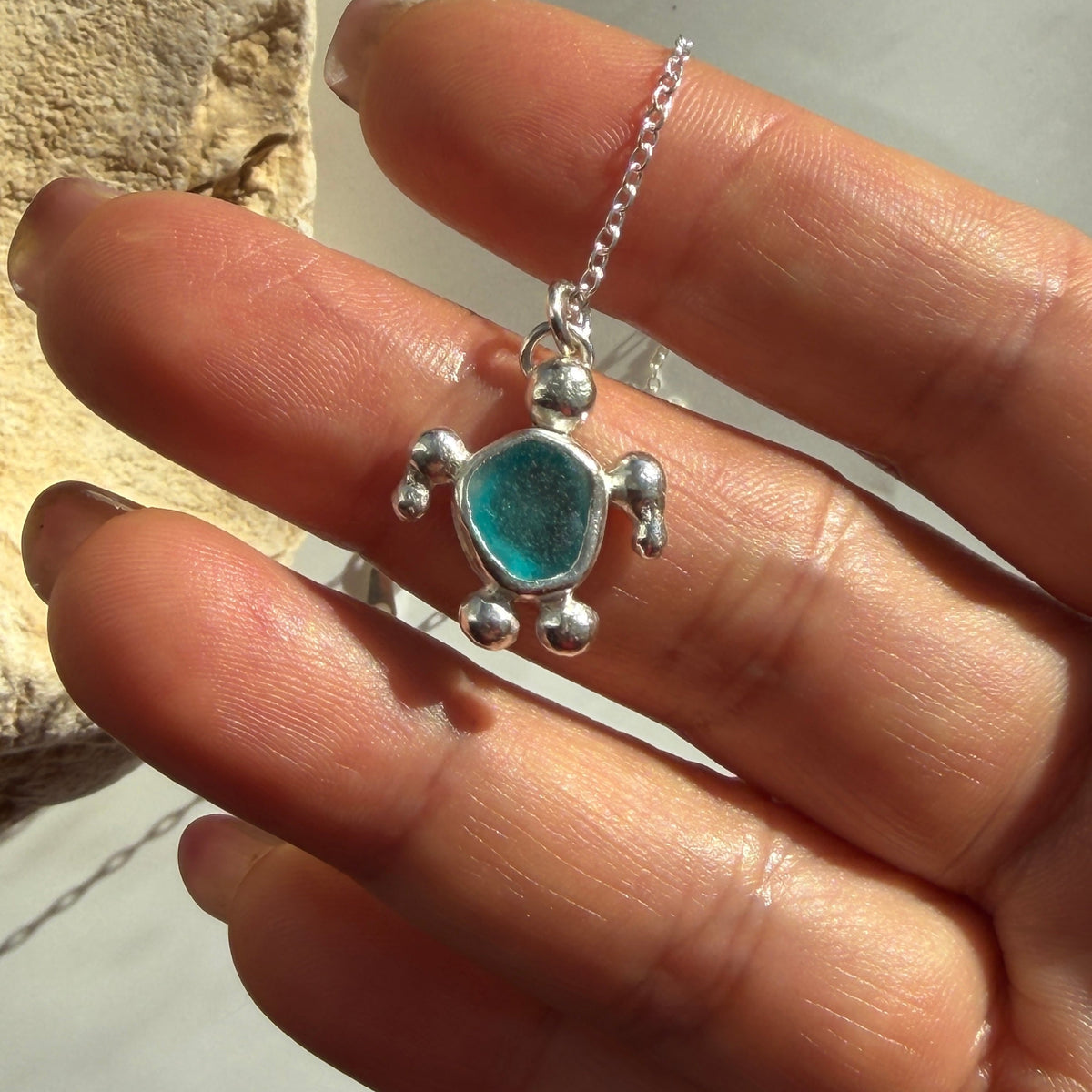 Sea Glass Turtle Pendant Necklace