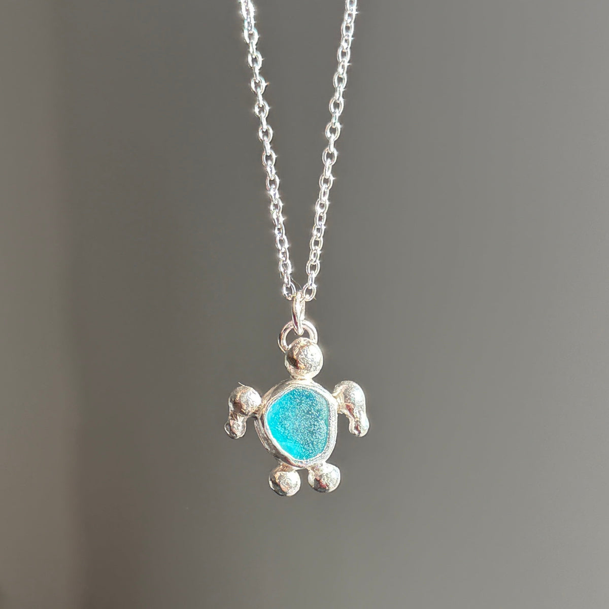 Sea Glass Turtle Pendant Necklace
