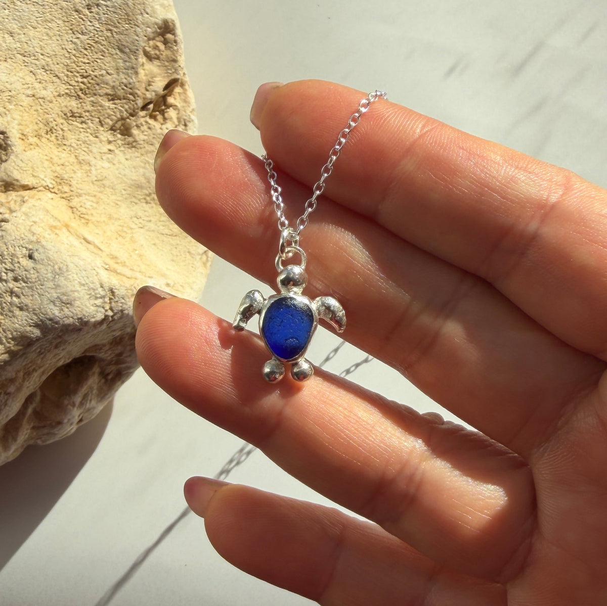 Sea Glass Turtle Pendant Necklace