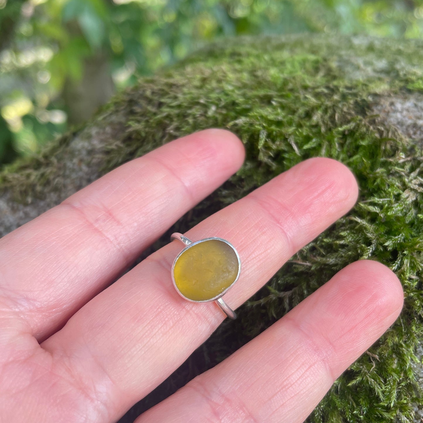 Sea Glass Ring - Yellow colour