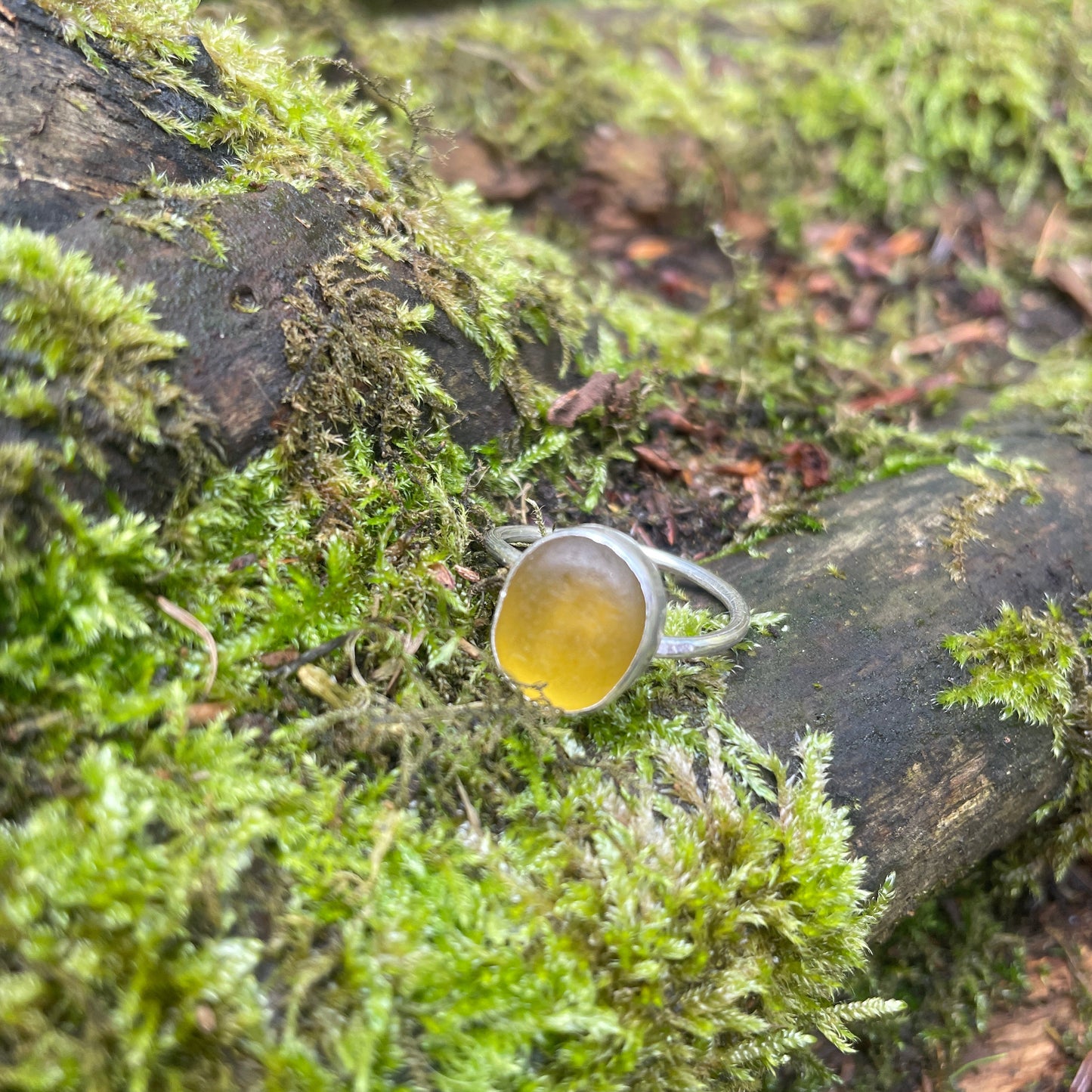 Sea Glass Ring - Yellow colour