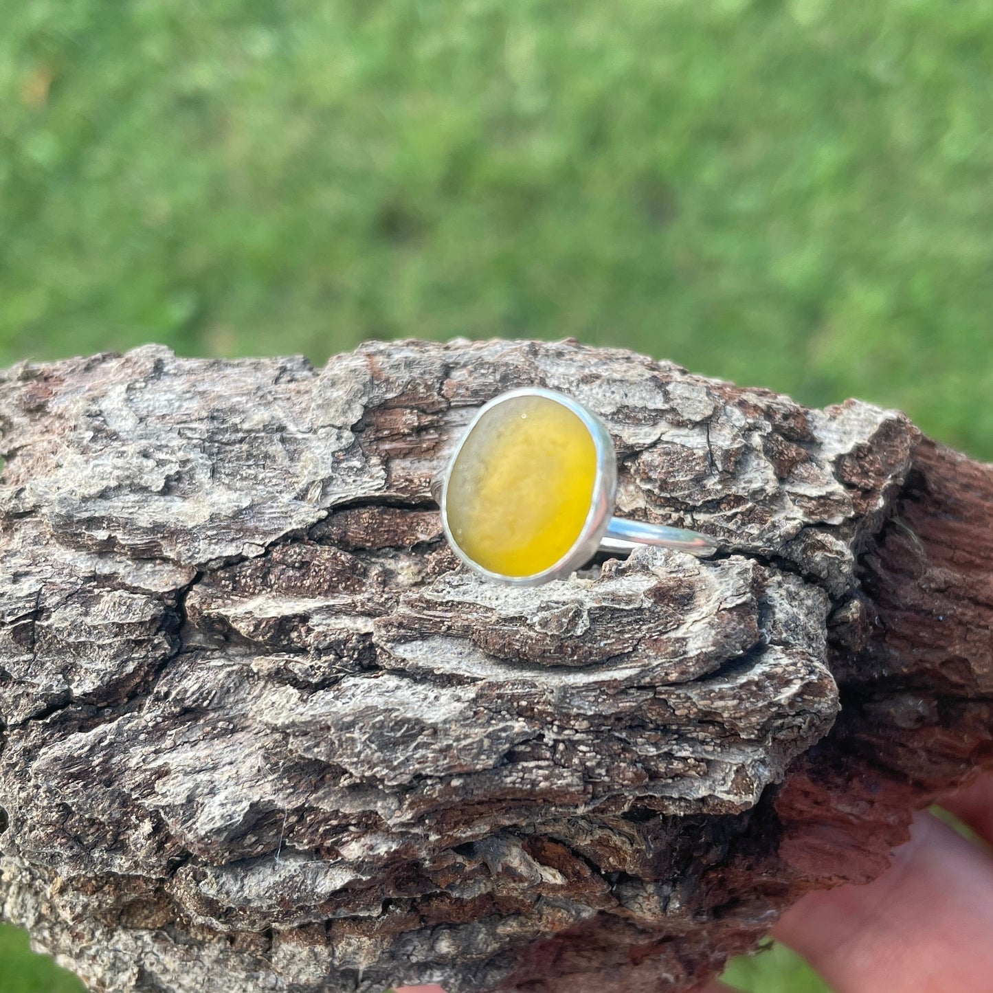 Sea Glass Ring - Yellow colour