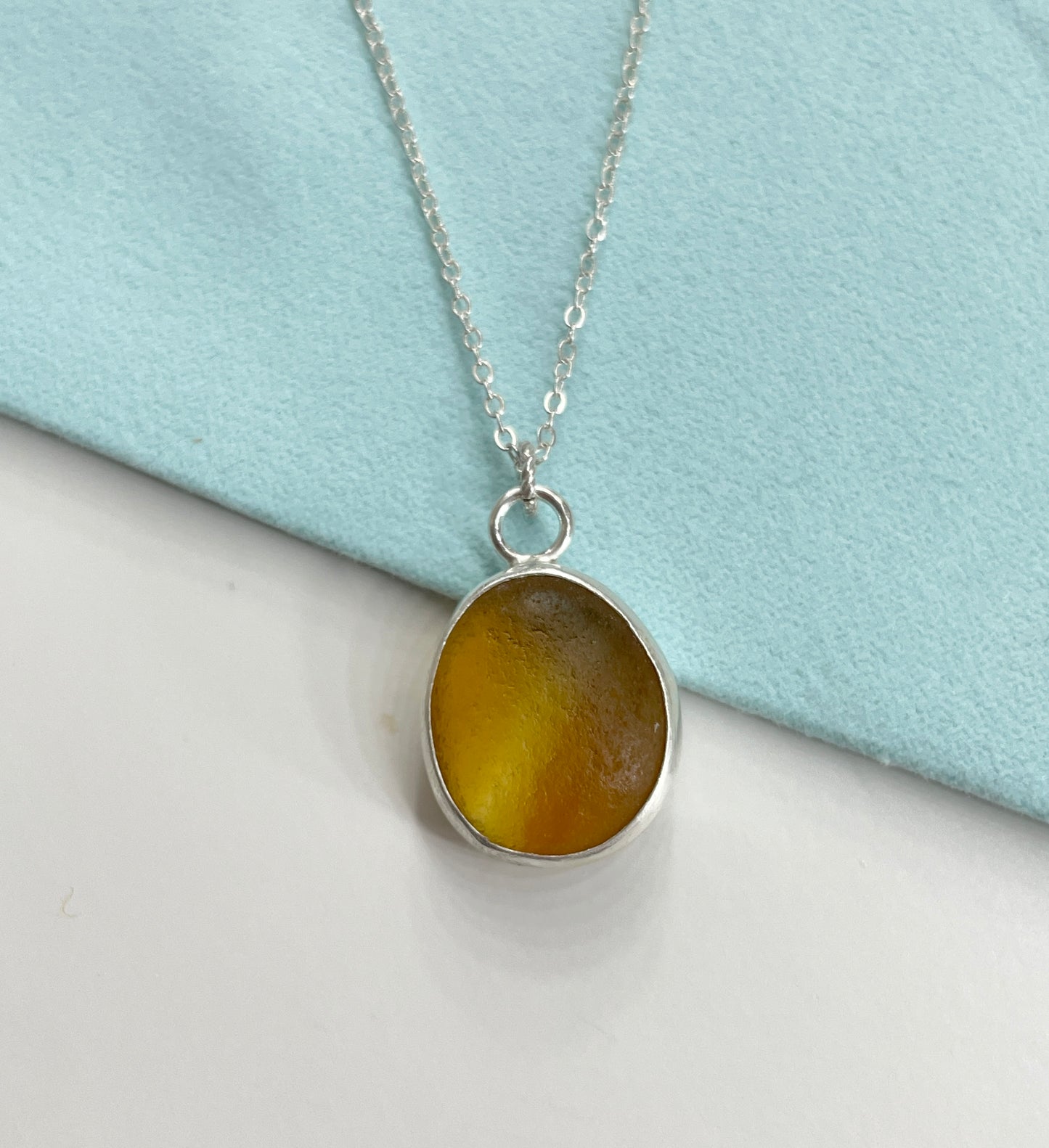 Rare yellow Sea Glass Pendant Necklace