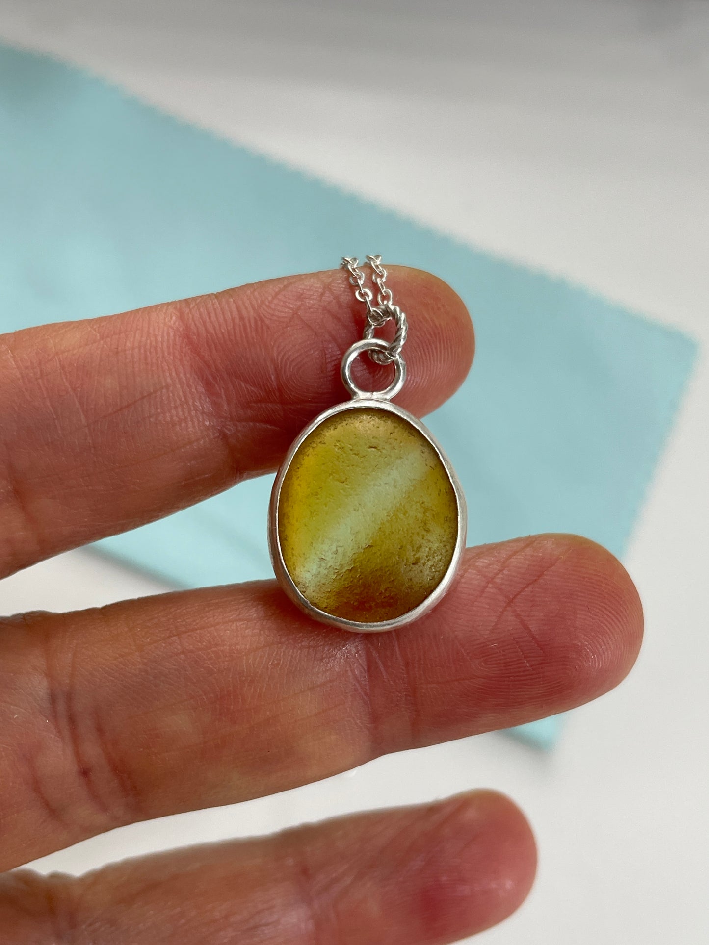 Rare yellow Sea Glass Pendant Necklace