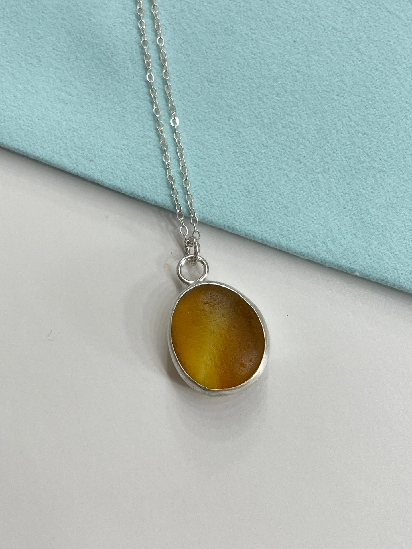 Rare yellow Sea Glass Pendant Necklace