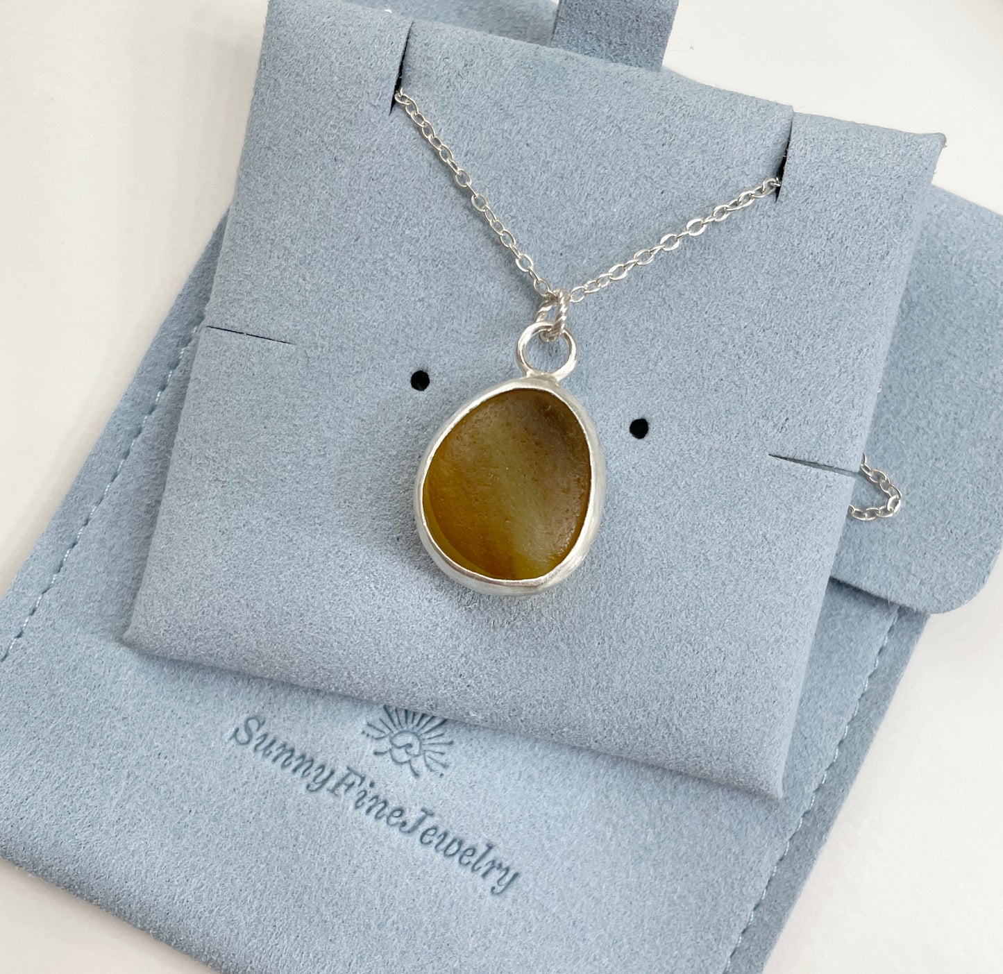 Rare yellow Sea Glass Pendant Necklace