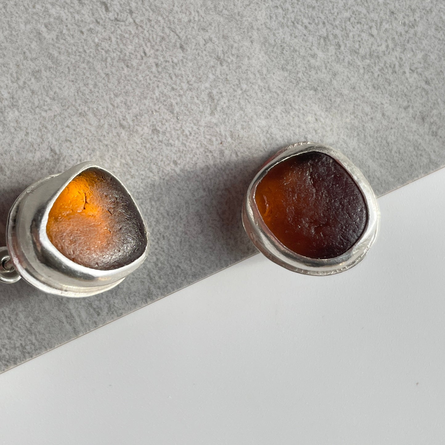 Brown Sea Glass Studs