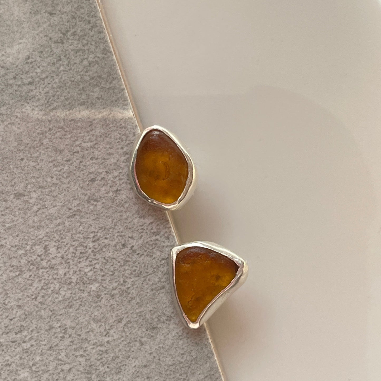 Yellow Sea Glass Studs