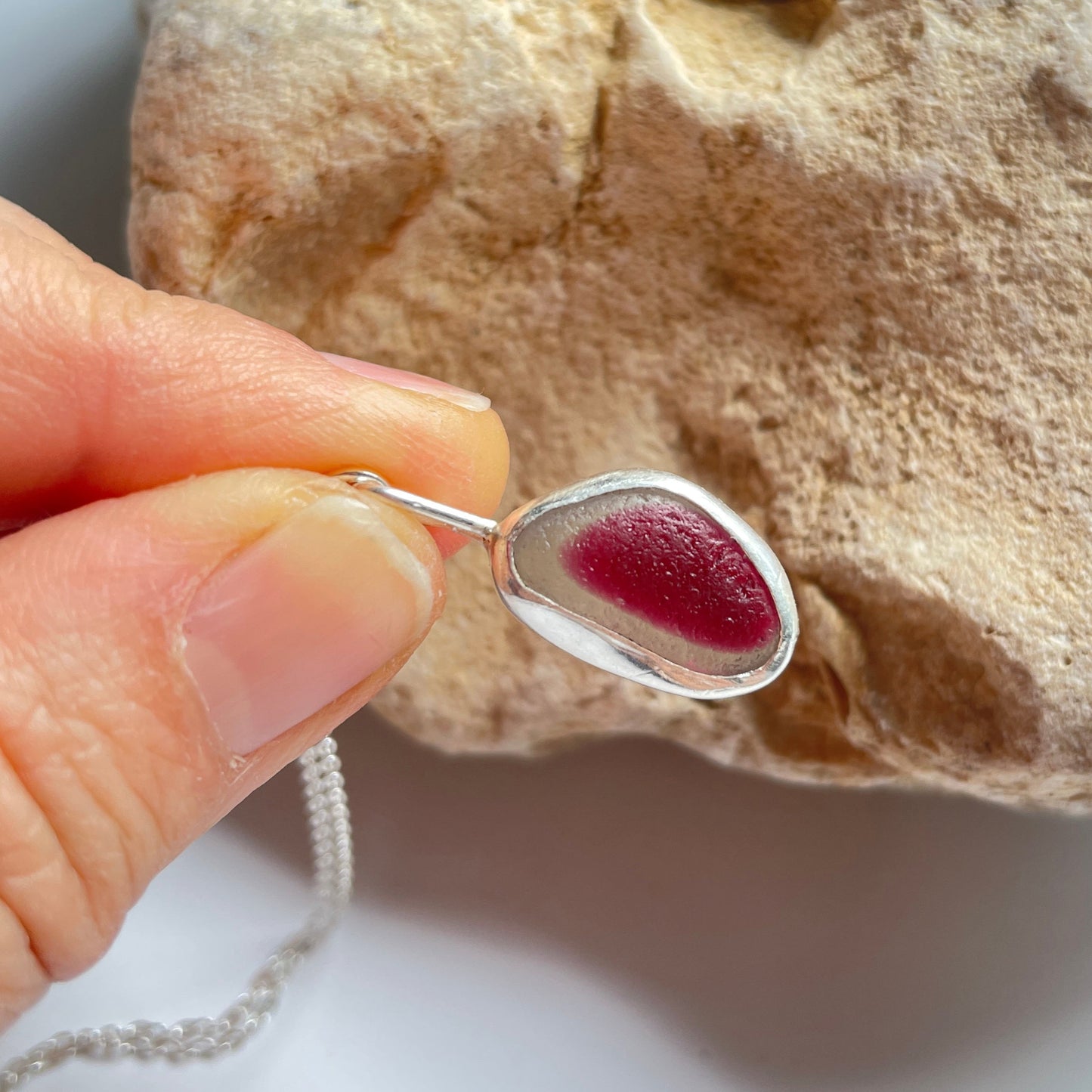 Rare Sea Glass Pendant Necklace