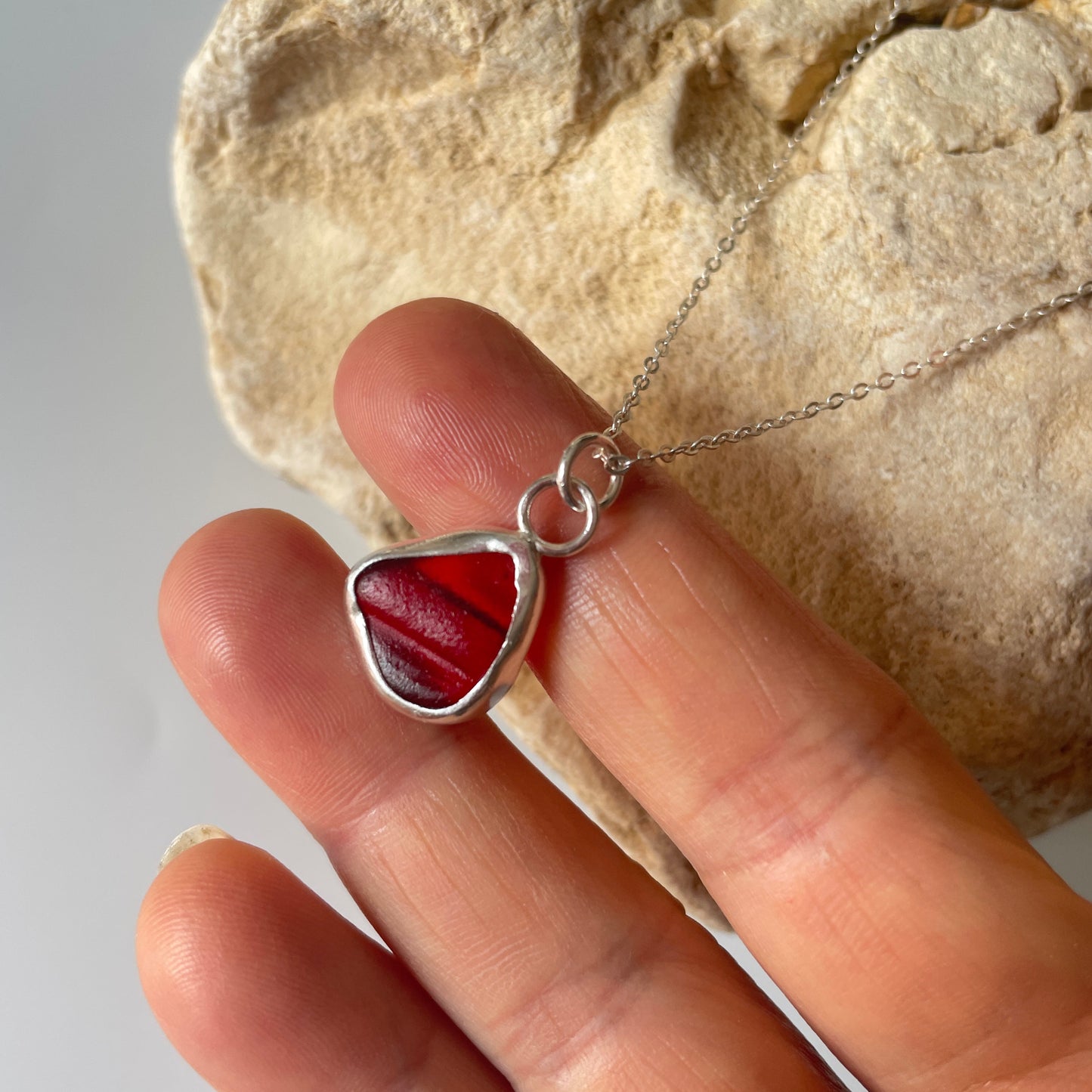 Rare Sea Glass Pendant Necklace